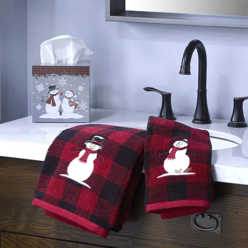 Vista 4 de SKL Home Navidad/Regalo Bosque Invierno Muñeco de Nieve Toalla de Baño, Rojo