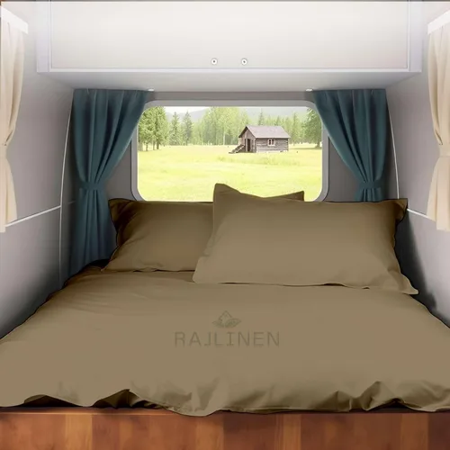 Vista 9 de Juego de sábanas para autocaravana tamaño individual (39 x 75) – 100% algodón egipcio, suave y refrescante, sábana bajera de 16 pulgadas