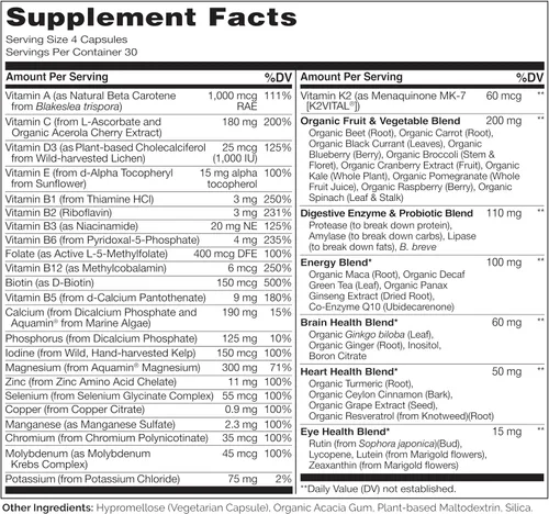 Vista 2 de Naturelo Multivitamina alimentaria completa para hombres, 1
