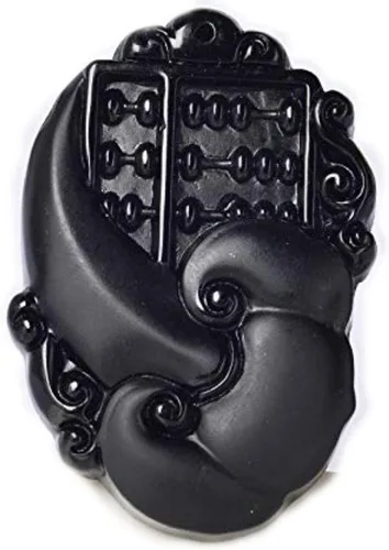 Vista 3 de Collar con colgante de amuleto de cristal de obsidiana con cadena de cuentas para mujer o mujer, Piedra, Obsidiana