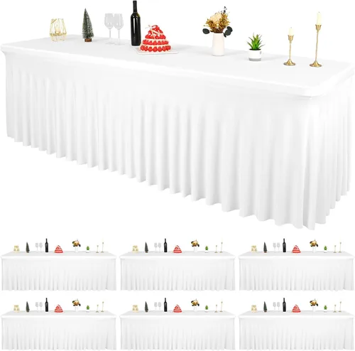 Vista 35 de 2 Packs Black Spandex Table Clothes for 6 Foot Rectangle Tables, Wrinkle Resistant Fitted Tables Cover, Washable Stretch Table Skirts for Weddings