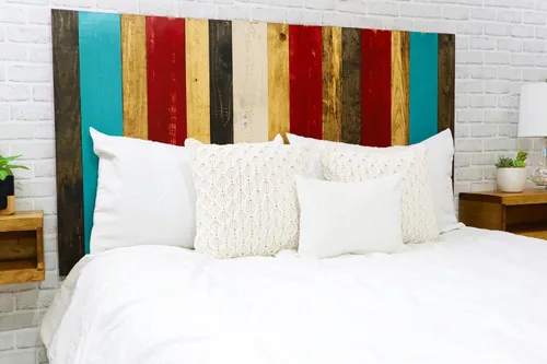 Vista 81 de Diseño mixto: cabecero hecho a mano. Se monta en pared: Fácil instalación:, Madera, Mezcla de todo terreno.