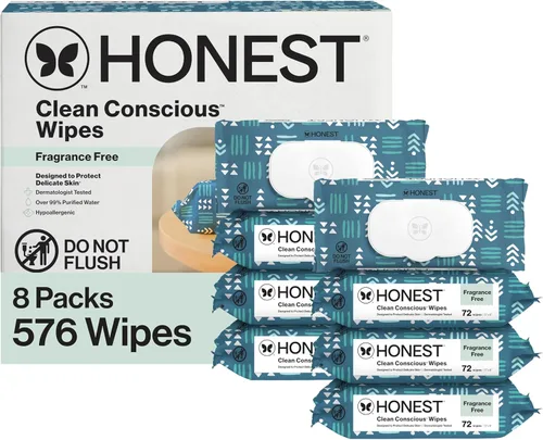 Vista 20 de The Honest Company - Toallitas limpiadoras para bebé con 99% de agua, respetuosas con el medioambiente, compostables, a base de plantas, Pattern Play