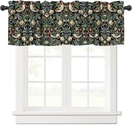 Vista 32 de William Morris - Cenefa de cocina, diseño retro de ladrones de fresas, estampado floral, para cocina, sala de estar, baño, cafetería, decoración