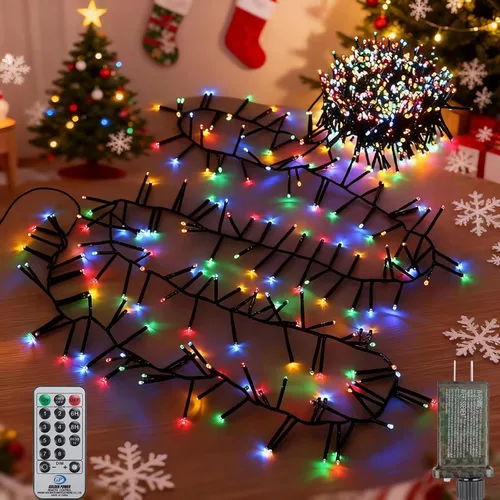Vista 15 de Luces de Navidad enchufables de 70 pies, 200 luces LED de hadas conectables para interiores y exteriores con temporizador y 8 modos, luces de árbol