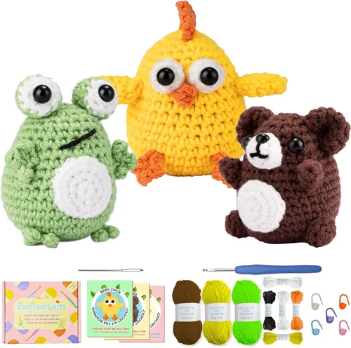 Vista 7 de Uluck Kit de ganchillo para principiantes, kit de ganchillo para adultos con tutoriales en video paso a paso, kit de animales de ganchillo - perro