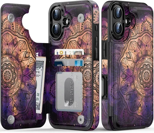 Vista 783 de LETO para iPhone 15 Pro Funda tipo cartera - Tapa tipo folio con patada - Diseños de moda - Tarjetero - Funda protectora para mujeres y niñas - 6.1