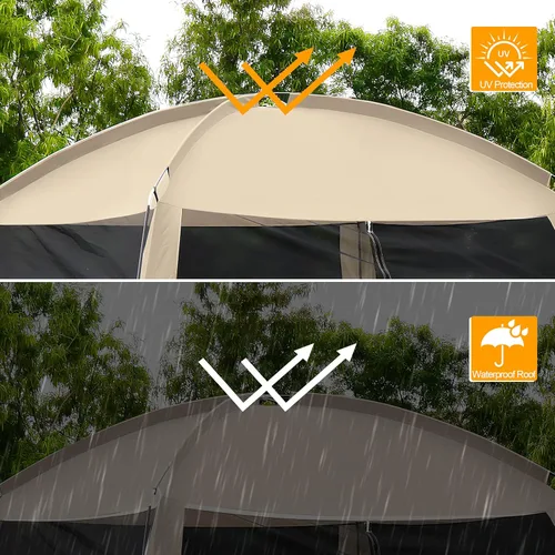 Vista 4 de Tienda de campaña con pantalla de 12 x 12 pies, toldo portátil con pantalla para 8 a 10 personas y refugio solar instantáneo resistente a los rayos