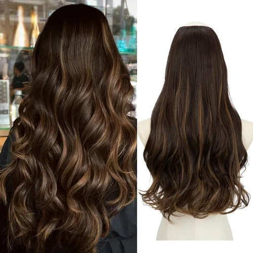Vista 13 de SARLA Extensiones de cabello sintético con clip, parte en U, largo, ondulado, rizado, grueso, de cabeza completa, para mujer, rubio playa, 24