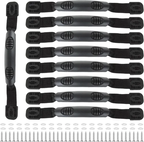 8 asas de repuesto para kayak con herrajes, asas de transporte de kayak negras para canoa y barco, asas de transporte con tornillos, accesorios de