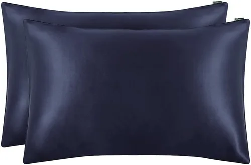 Vista 8 de LILYSILK Juego de 2 fundas de almohada de seda estándar de lujo en ambos lados Real 19 Momme Mulberry Charmeuse Negro Estándar
