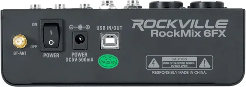 Vista 3 de Rockville Rockmix 6FX Mezclador de 6 Canales con Interfaz USB, Bluetooth, FX de 24 Bits, Alimentación Phantom, para Podcasting, Grabación en Casa