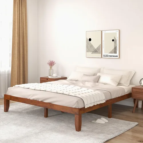 Vista 26 de COSTWAY Marco de cama de plataforma tamaño King, base de colchón de madera de goma maciza de 14 pulgadas con soporte de listones resistentes, marco