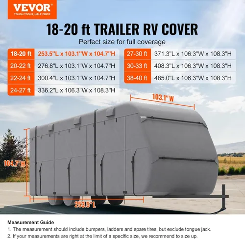 Vista 2 de VEVOR Funda para Remolque de Viaje, Funda para RV de 18-20 pies, Funda de Tela No Tejida de 4 Capas para Caravana, Impermeable, Resistente al Viento