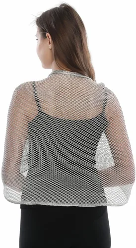 Vista 3 de Yeieeo Sparkling Metallic Shawls and Wraps for Evening Party Dresses with Fringe Scarf