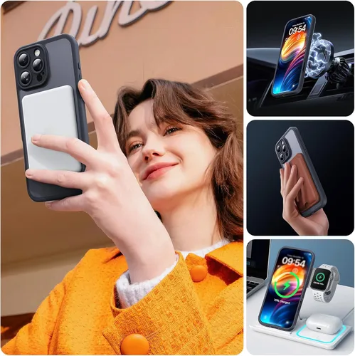 Vista 1236 de TOCOL Funda para iPhone 11, compatible con Magsafe, protección completa de cámara, imanes integrados, protección contra caídas, funda translúcida