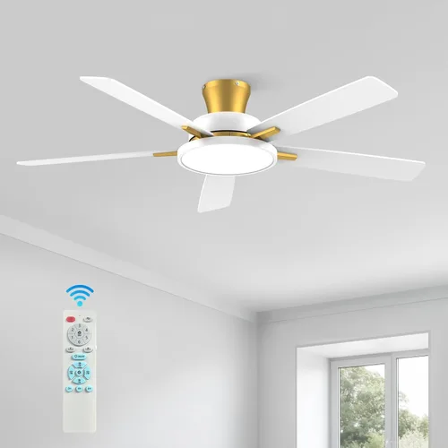 Vista 13 de TALOYA Ventiladores de techo con luces y control remoto, ventilador de techo de perfil bajo de 46 pulgadas con luz, montaje al ras, reversible, Negro