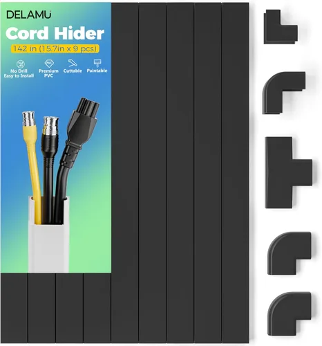 Vista 11 de Delamu – Funda para cable beige, cubiertas de cable para 1 cable en la pared, cubiertas de cable de tamaño mini para cables en la pared, cubierta