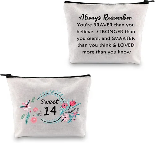 MBMSO Regalos de dulces 14 para niñas, bolsa de cumpleaños de 14 años, regalos para niñas de 14 años, regalos de feliz cumpleaños de 14 años, bolsas