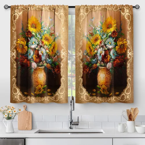 Vista 17 de Cortinas de puerta de granero de madera Aimego para cocina - Cortinas rústicas de granja de madera de estilo country para cafetería, decoración