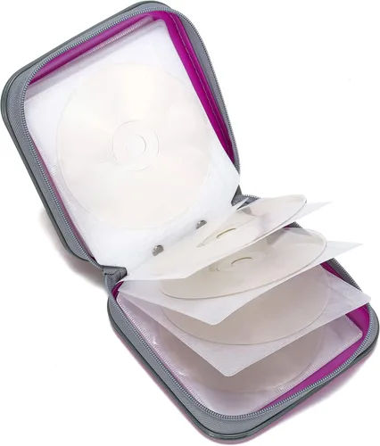 Vista 10 de Estuche de almacenamiento para CD/DVD, organizador portátil con cremallera de plástico duro, fundas de CD/DVD, cartera para auto, hogar, oficina