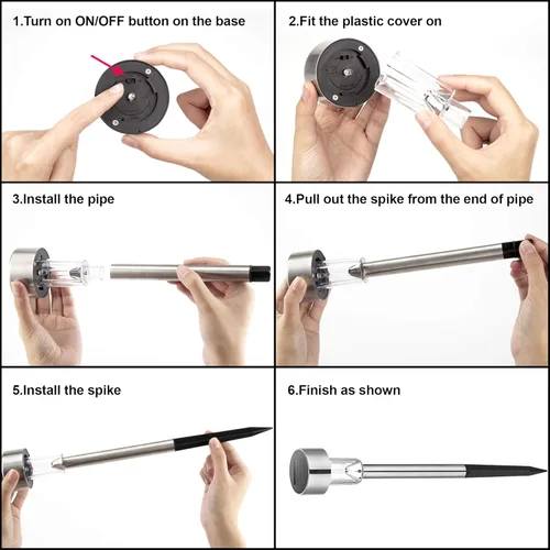 Vista 8 de GIGALUMI Luces Solares para Senderos, Acero Inoxidable IP44 Impermeables Encendido/Apagado Automático Luces LED Solares para Exteriores para Jardín