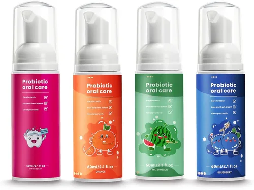 Vista 9 de Pasta de dientes en espuma sin flúor para niños - ELOTAME Pasta de dientes natural blanqueadora para niños pequeños con mezcla de sabor a menta