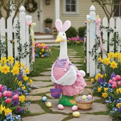 Vista 6 de Fox Valley Traders Easter Bunny Girl/Boy/Brown Outfit, Fits 23" H Large Porch Goose Conejito marrón