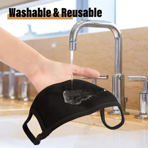 Vista 3 de gootrades Juego de 4 cubrebocas unisex con patrón de dientes, mezcla de algodón, antipolvo