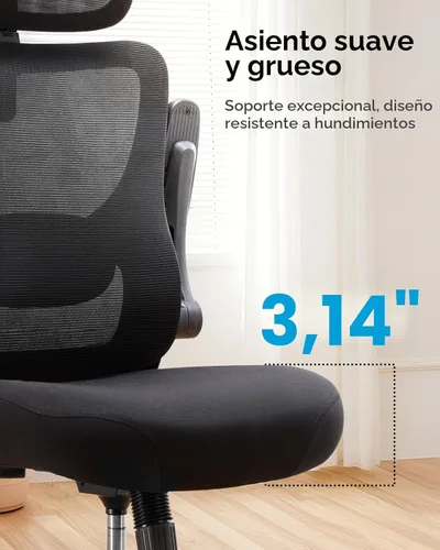 Vista 6 de HUANUO Silla de oficina ergonómica, silla de escritorio de computadora con respaldo alto con soporte lumbar ajustable y reposacabezas, cómoda silla
