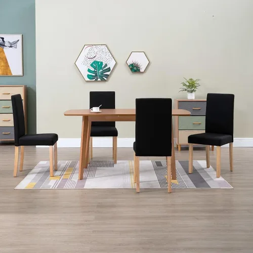 Vista 27 de Modern Dining Chairs Set of 2 Black Fabric Upholstered with Rubber Wood Frame for Kitchen Dining Room Farmhouse Decor