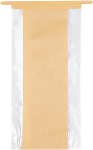 Vista 2 de Restaurantware - Bag Tek - Bolsas de corbata de estaño kraft de 4.6 x 3.5 x 12.5 pulgadas, 100 bolsas resellables para panadería - Fondo plano