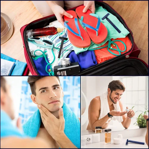 Vista 7 de Chumia 30 maquinillas de afeitar desechables a granel envueltas individualmente desechables de seguridad de doble hoja con tapa de seguridad