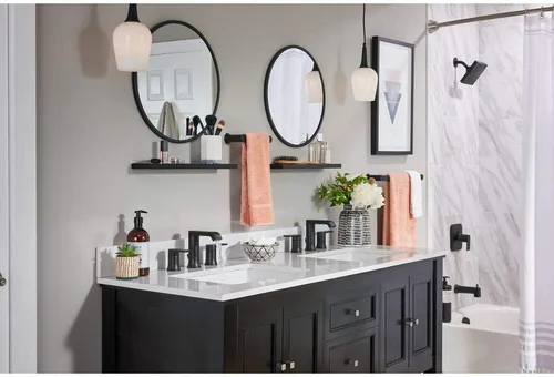 Vista 4 de Moen 84763BL Genta Grifo de baño de 2 manijas de 8 pulgadas en negro mate
