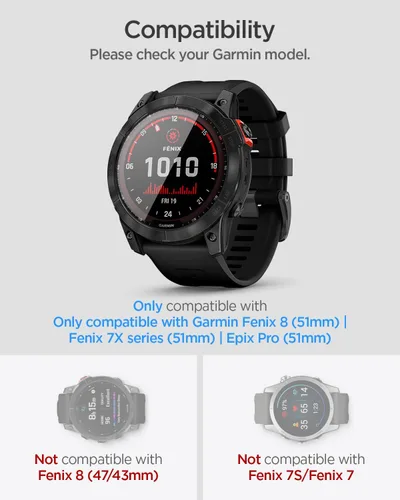 Vista 2 de Spigen Protector de pantalla de vidrio templado [GlasTR EZ FIT] diseñado para Garmin Fenix 8, 8 Pro/Fenix 7X serie/Epix Pro (51mm) - Pack de 2
