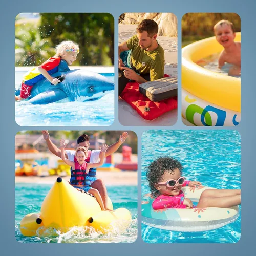 Vista 8 de Portable Air Pump for Inflatables, Ultra-Mini Air Mattress Pump 4X with 1600mAh Battery & Camping Light, USB Rechargeable Air Pump for Swimming