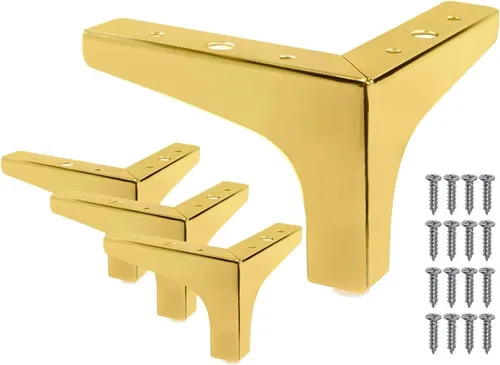 Patas para muebles, patas de metal dorado de 4 pulgadas para muebles, patas de mesita de noche resistentes para mesa, armario, sofá, silla (paquete