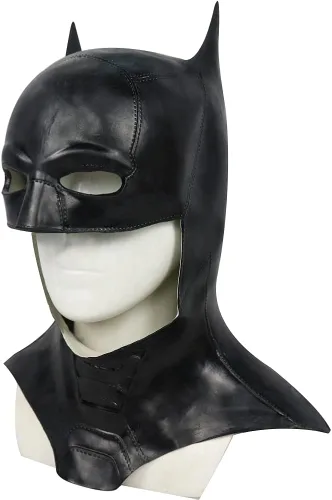 Vista 5 de Máscara de murciélago para hombres adultos, casco de superhéroe Bruce Wayne, caballero oscuro, disfraz de Halloween, película, cosplay, accesorios