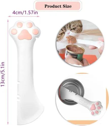 Vista 3 de Juego de 4 suministros de latas de comida para mascotas, tapas universales de silicona para latas de gatos, espátula 2 en 1, abridor de latas