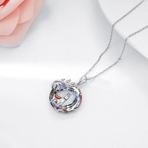 Vista 2 de Dreamboat Alpaca Pendant Necklace Llama Necklaces Sterling Silver Crystal Heart Necklaces for Women Mama Necklace Animal Necklace Mother Daughter