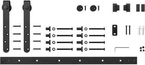 Vista 10 de Architectural Products - Kit de herrajes para puertas de gabinete dobles de 48 pulgadas, diseño clásico de correa en negro mate FSDH-STPKT-BK-4-DD