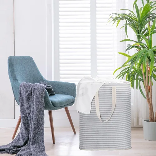 Vista 5 de Cestas de lavandería de 72 litros, paquete de 2 cestas de lavandería independientes, cesta de almacenamiento para ropa con asas largas reforzadas