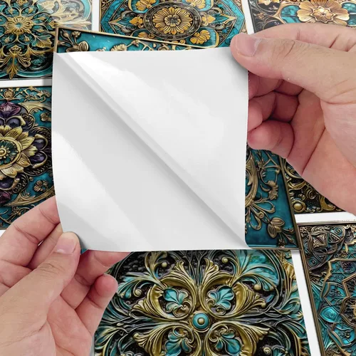 Vista 15 de Alwayspon Adhesivo para azulejos de pared moriscos para despegar y pegar, calcomanías de vinilo autoadhesivas para azulejos de cocina y baño, 4 x 4
