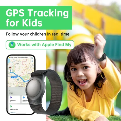 Vista 6 de Rastreador GPS para niños, rastreador de niños en tiempo real funciona con Apple Find My App (solo iOS, no para Android), rastreador GPS ligero