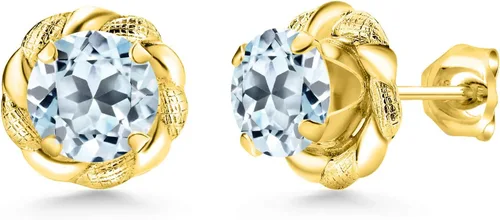 Vista 442 de Gem Stone King Aretes de plata de ley 925 de 0.236 in con piedra natal redonda para mujer