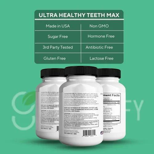 Vista 5 de Suplemento probiótico Ultra Healthy Teeth Max, 40 mil millones de UFC, 60 cápsulas, fórmula avanzada de salud bucal (1)