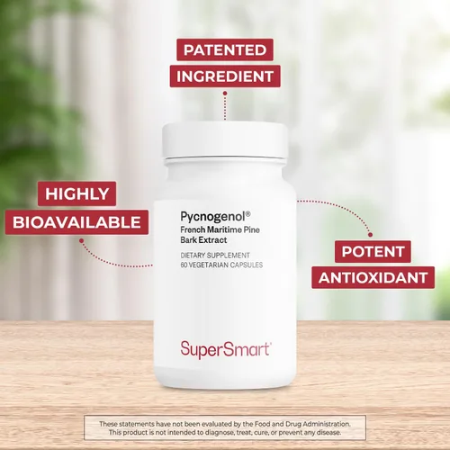 Vista 3 de Supersmart - Pycnogenol 200 mg por día (patentado y altamente biodisponible) - Extracto de corteza de pino marítimo francés Sin OMG y sin gluten