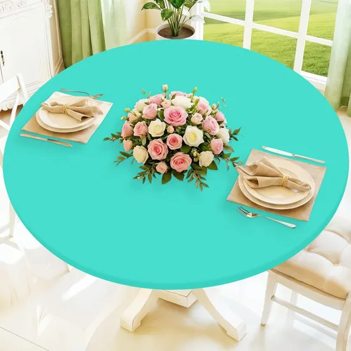 Moosfor Round Spandex Tablecloth, Elastic Fitted Waterproof Tablecloths for 18"-24" Tables, Stretch Washable Picnic Table Cover for Camping, Dining,