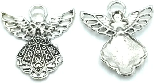 Vista 6 de 30 piezas de suministros de manualidades con alas de plata antigua, dijes de hada de ángel, para aretes, pulseras, collares, joyas, manualidades