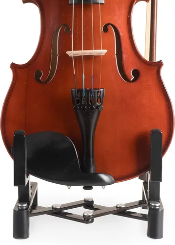 Vista 2 de Soporte para instrumentos musicales con soporte para arco para violín, portátil y plegable (negro)